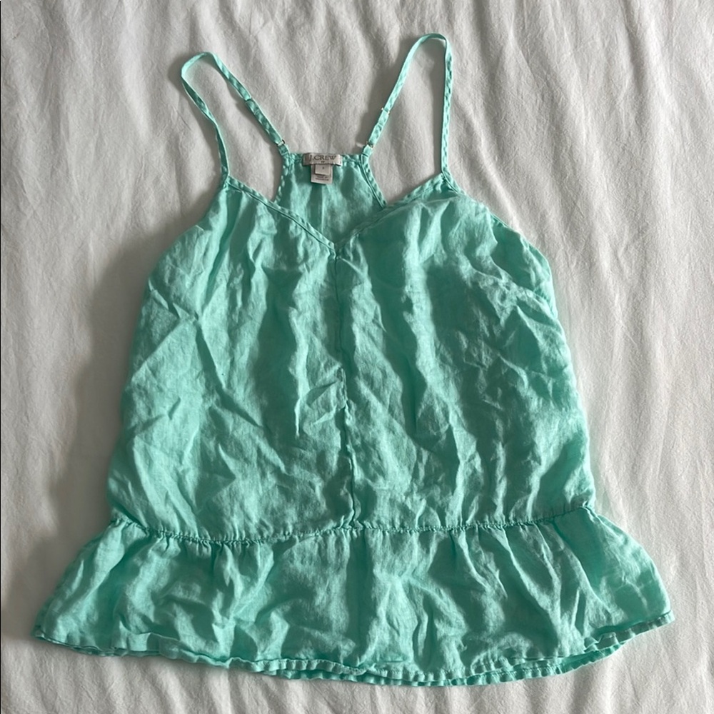 J.Crew Linen Ruffle Tank Top